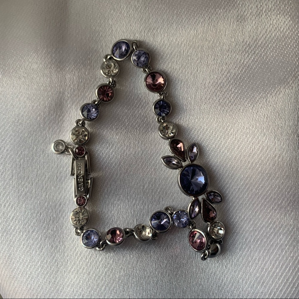 Givenchy purple/pink stoned silver bracelet